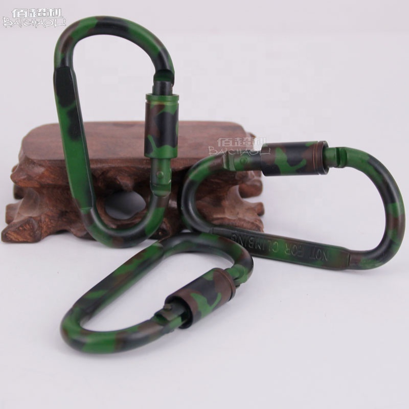 BAICHAO 8#D 85*45mm Camouflage aluminium alloy locking carabiner hooks