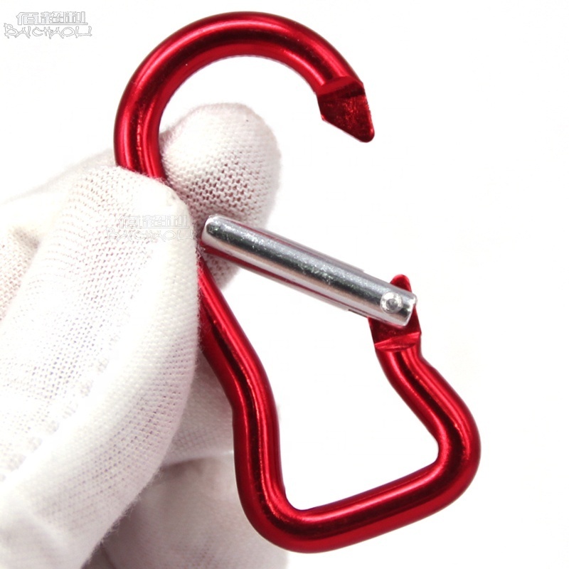 baichao CHEAP Lightweight fish SHAPED 56*27mm 6# aluminum alloy METAL SPRING CLIP engraved LOGO Durable carabiner hook