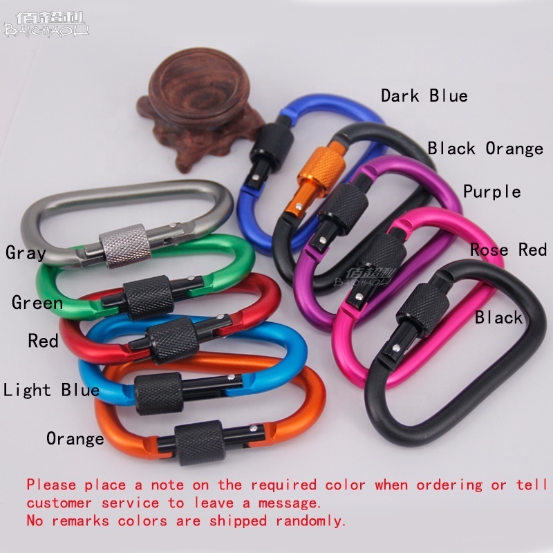 Bai Chaoli 8#D 80*45*7.4mm  locking  swivel carabiner Lock Aluminum Alloy  Metal  Hook Spring carabiner