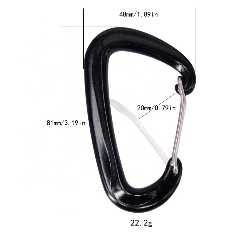 outdoor baichao 8#D steel wire 7075 Aviation Aluminum 12KN carabiner hook Can be used for hammock or yoga etc.