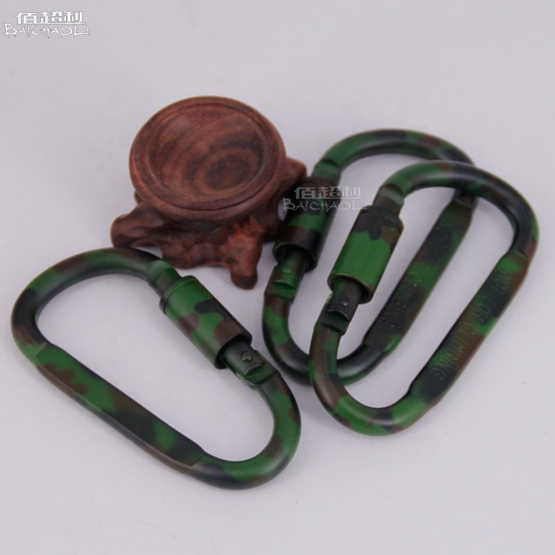 BAICHAO 8#D 85*45mm Camouflage aluminium alloy locking carabiner hooks