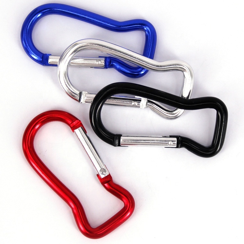 baichao CHEAP Lightweight fish SHAPED 56*27mm 6# aluminum alloy METAL SPRING CLIP engraved LOGO Durable carabiner hook