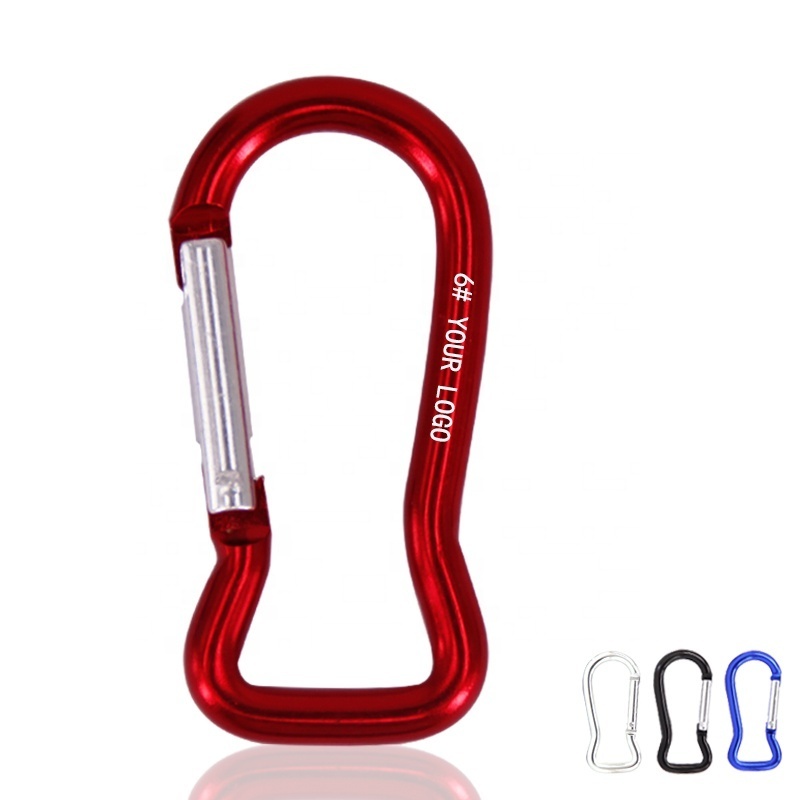 baichao CHEAP Lightweight fish SHAPED 56*27mm 6# aluminum alloy METAL SPRING CLIP engraved LOGO Durable carabiner hook