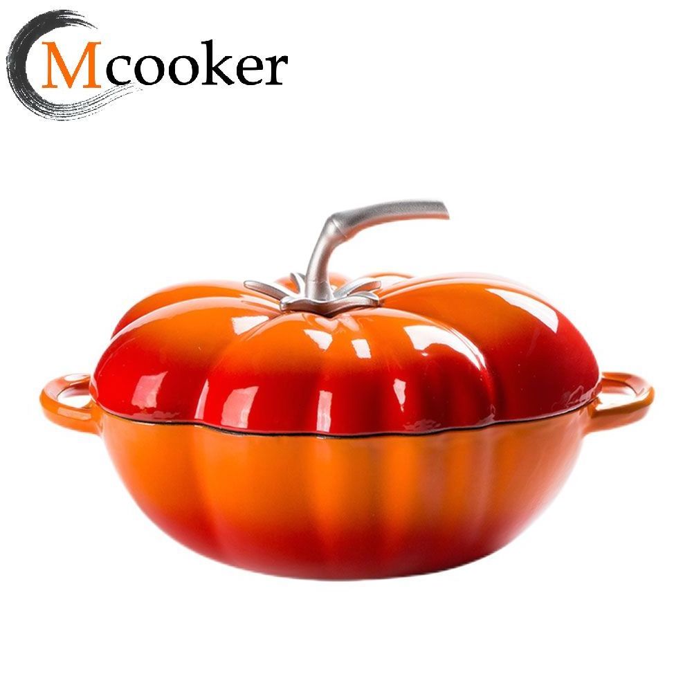 mcooker 24cm new design kitchen cookware pumpkin shape cast iron casserole cast iron dutch oven enamel pot