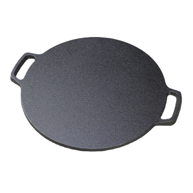 M-cooker Korean style pre- seasoned cast iron frying grill pan camping plate grilling wok griddle and stir fry pan