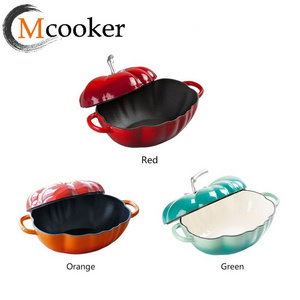 mcooker 24cm new design kitchen cookware pumpkin shape cast iron casserole cast iron dutch oven enamel pot