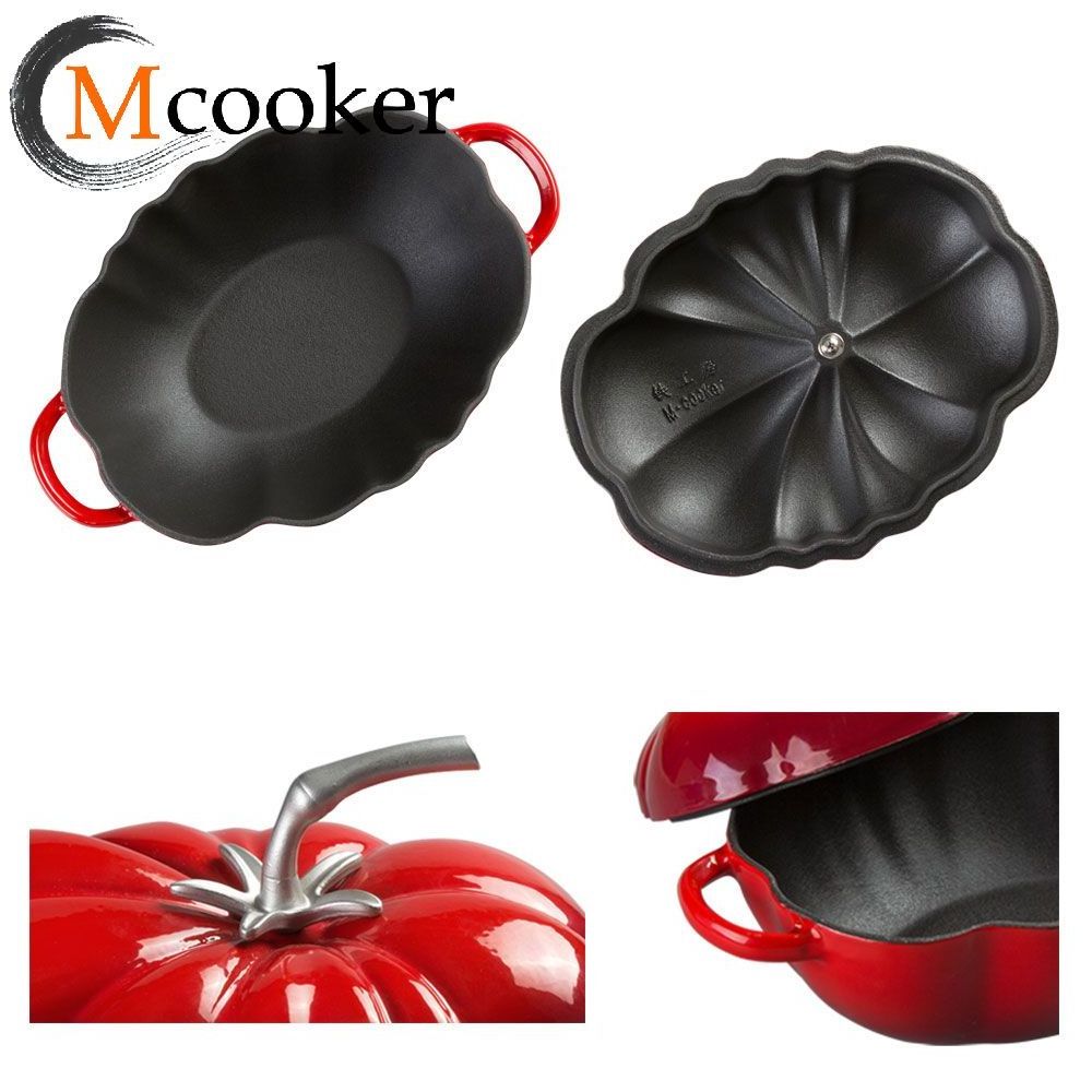 mcooker 24cm new design kitchen cookware pumpkin shape cast iron casserole cast iron dutch oven enamel pot