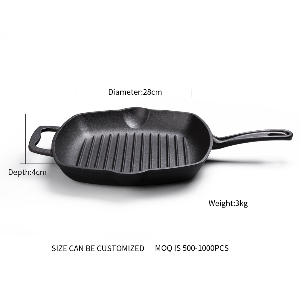 M-cooker Chinese factory Hot sale cast iron pan pre-seasoned griller square grill pan