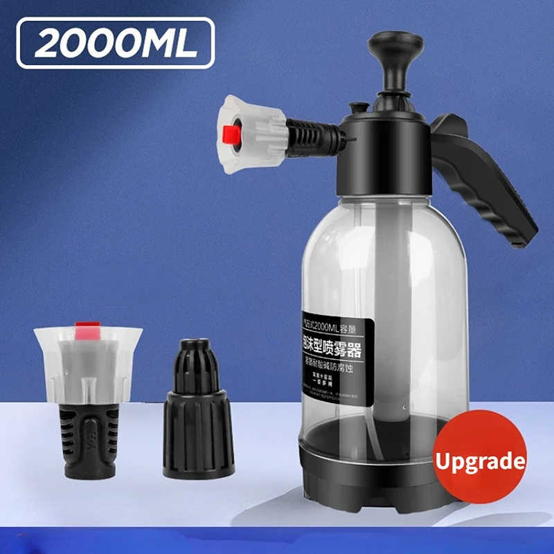 Car Wash Spray Bottle Car Window Cleaning 2L Hand Pump Foam Sprayer with 3 Types of Nozzle Hand Pneumatic Foam Cannon Snow Foam