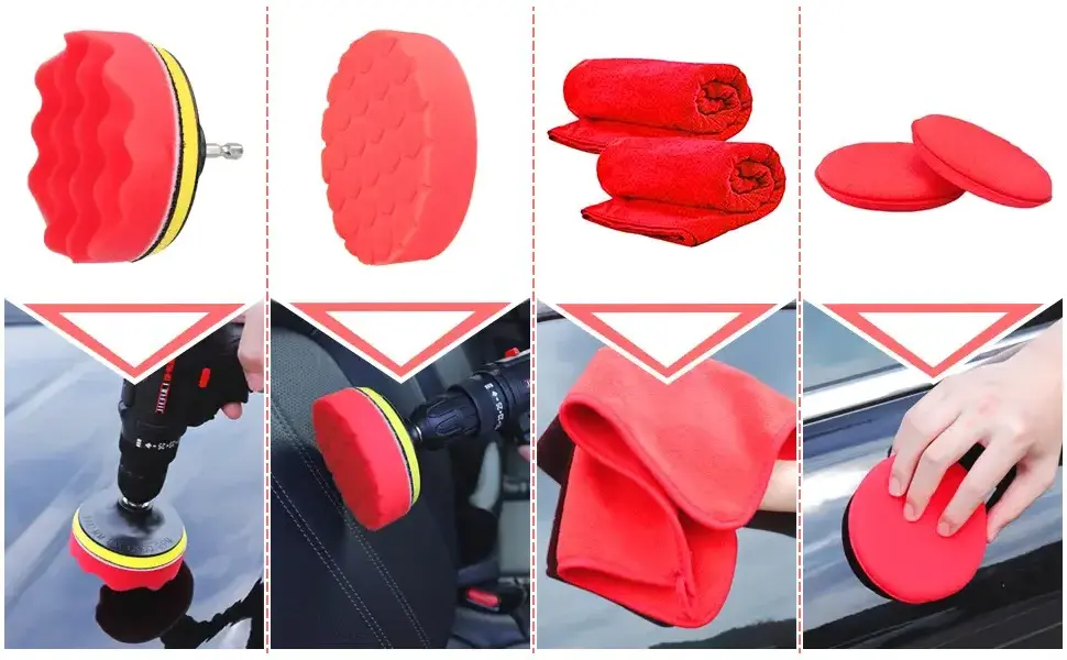 24Pcs Sponge Foam Polishing Pad Washer Car Detailing Cleaning Towels Brush Set Tools Products  Promotional Gift Set