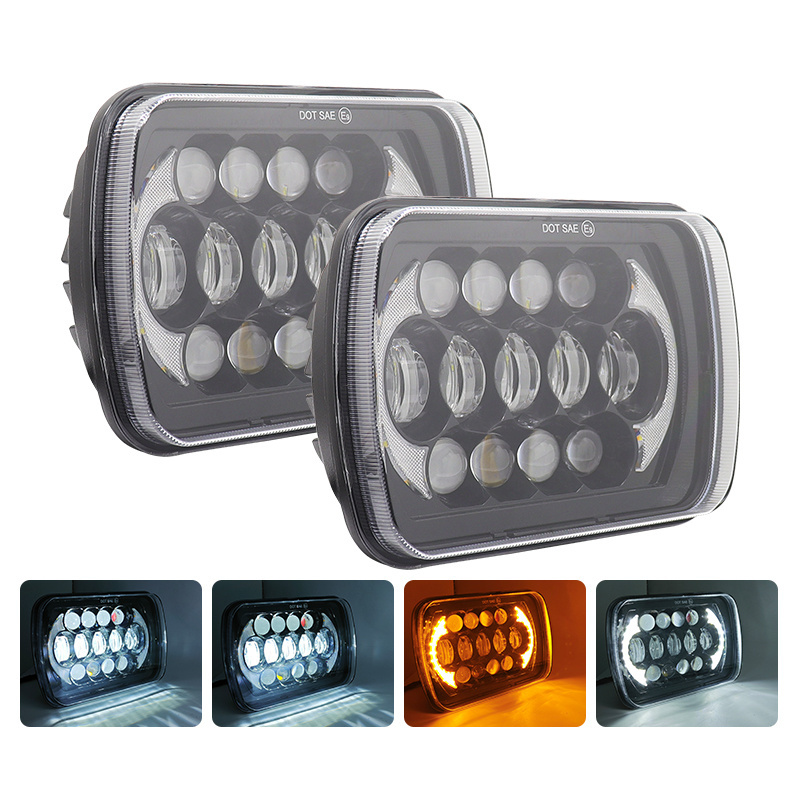 NEW 6X5 7X6 Car LED 5x7 Led Headlight Hi-lo Beam DRL Square Turn Signal Light for Jeep Cherokee XJ Wrangler YJ for Gmc/ford CE