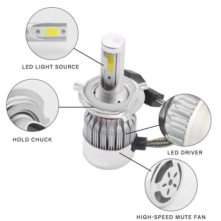 Hot sales C6 LED Headlight Bulb H1 H3 H4 H7 H8 H11 H13 9004 9005 9006 9007 C6 LED Auto Headlamp Light