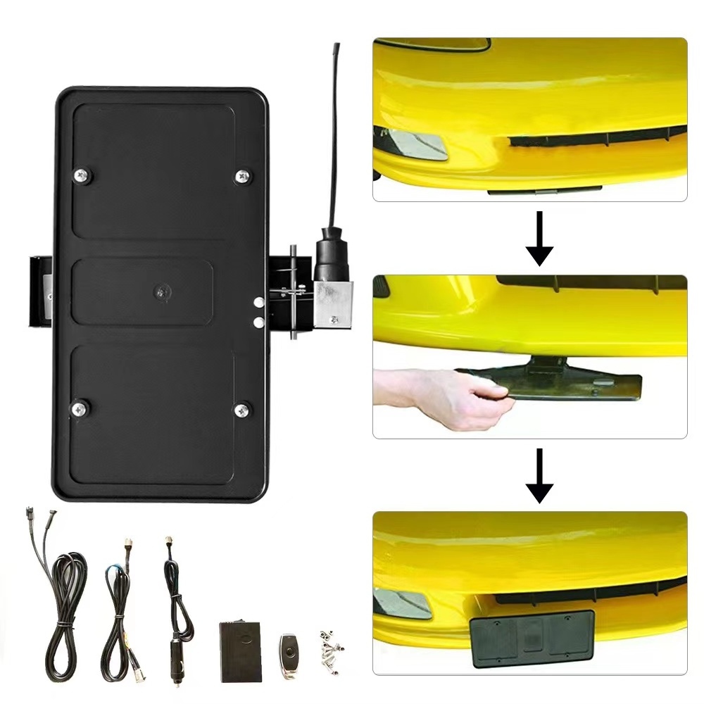 New design US Size Retractable Auto Number Plate Holder Car Electric Licence Plate Frame with Double Remote Control