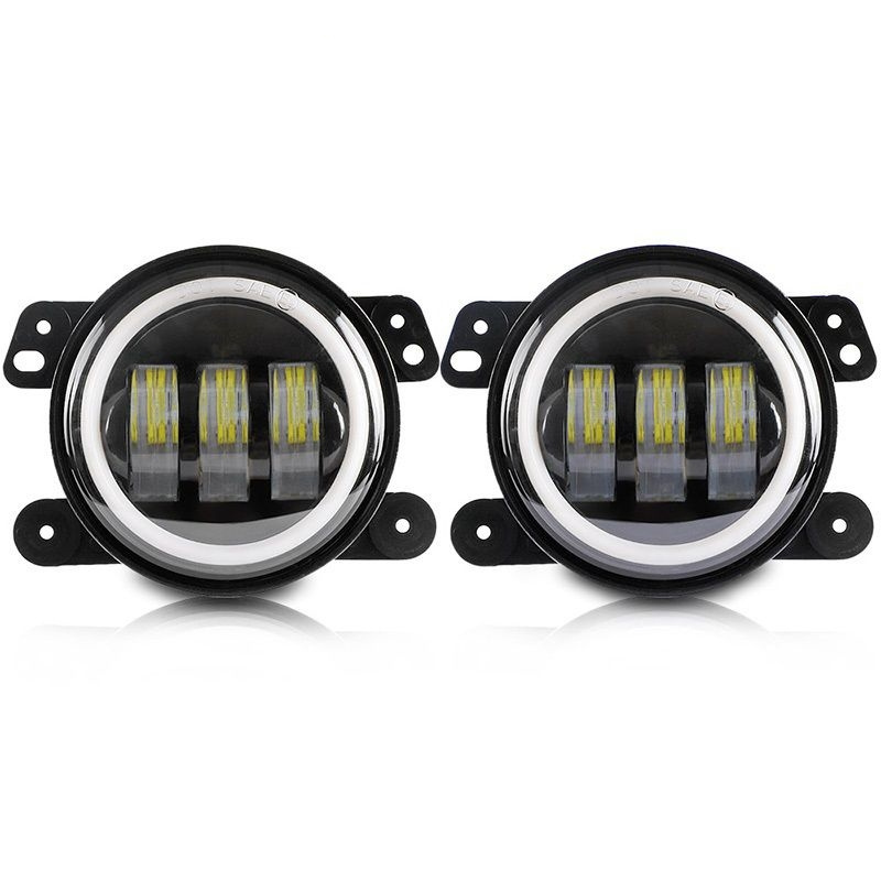 4 Inch Round LED Fog Lights 30W White Amber Halo Ring LED Driving Fog Lamp For Jeep Wrangler JK TJ LJ Grand Cherokee Dodge