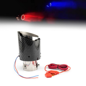 Universal Car LED Exhaust Muffler Tip Tail Pipe Red/Blue Light Car Refit Single Outlet Straight Throat Exhaust Pipe