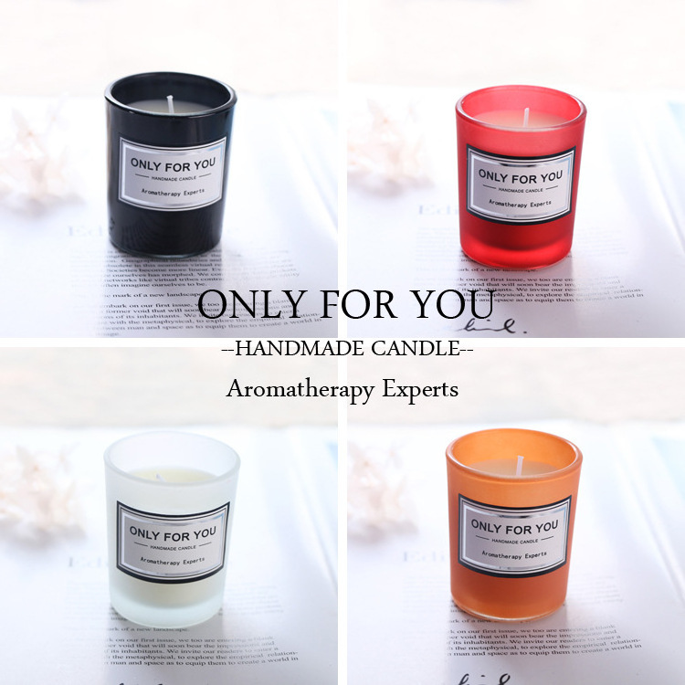 Customize Private Label Fragrance Soy Wax Scented Luxury Mini Multiple Colors Frosted Glass Jar Candles