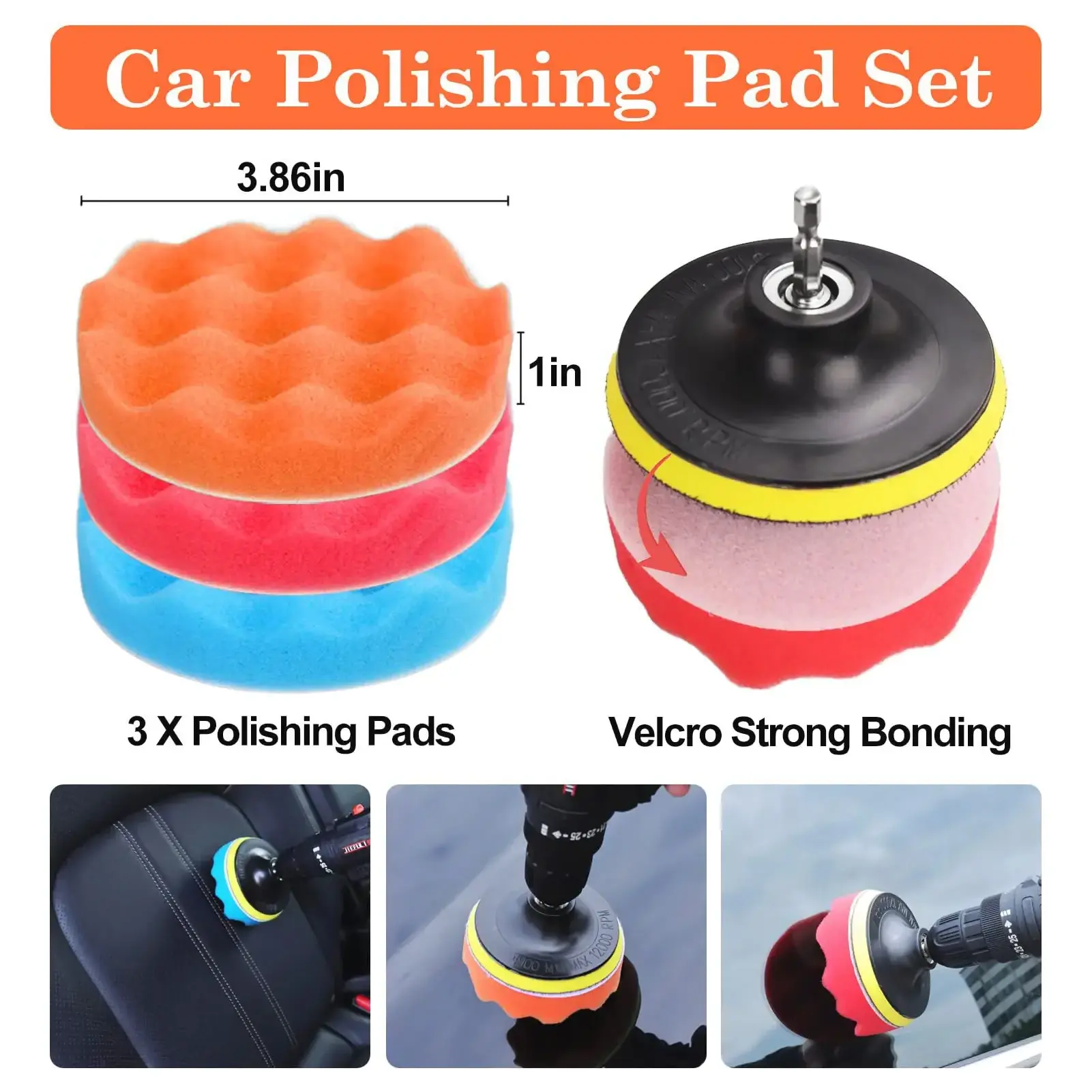 24Pcs Sponge Foam Polishing Pad Washer Car Detailing Cleaning Towels Brush Set Tools Products  Promotional Gift Set