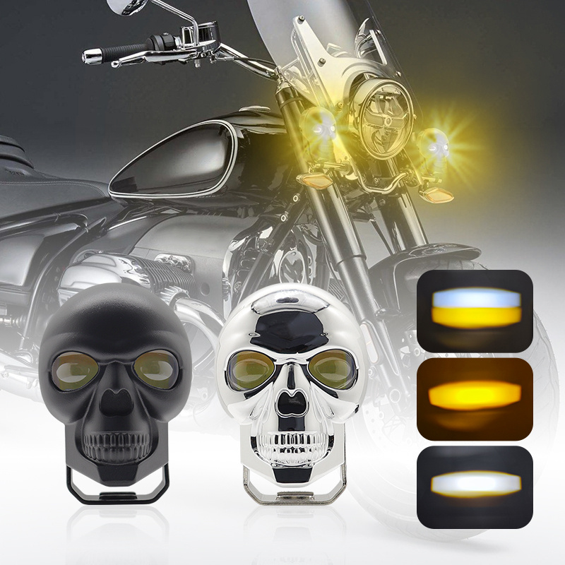 Unique design 60W High Power Universal Car Skull Style Spotlight for Motorcycle Car Waterproof Motoheadlight