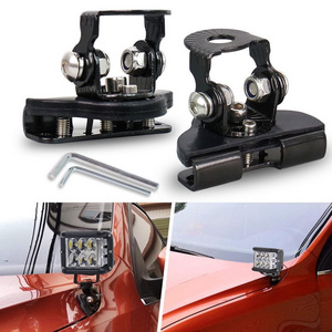 Black Aluminium Auto Car Engine Hood Light Bracket Holder Offroad Engine Cover Work Light 4x4 led Bar Mounting Clamp Universal