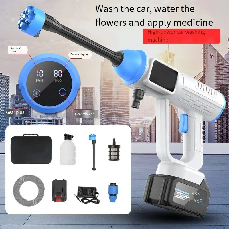 Car Water Gun Wash Spray Nozzle Cleaner For Auto Garden Wireless Home High-Pressure Washer 48V Electric Cleaning Foam Machine