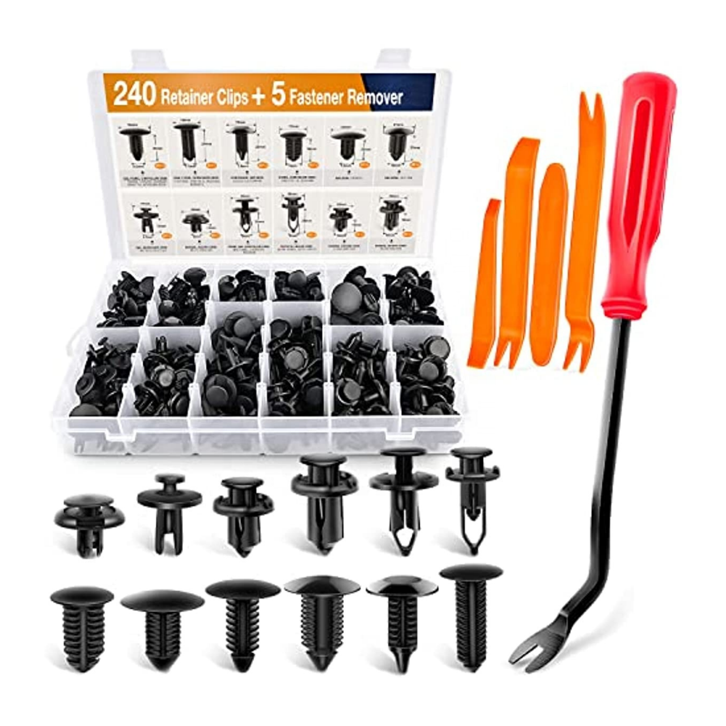 Factory wholesale 240PCS Bumper Retainer Clips Car Plastic Rivets Fasteners Push Retainer Kit Auto Push Pin Rivets Set