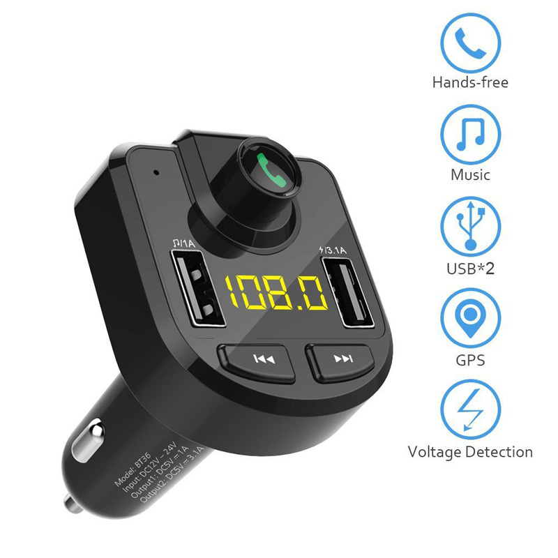 New Multifunction mini dual USB fast phone charger car mp3 player with FM transmitter