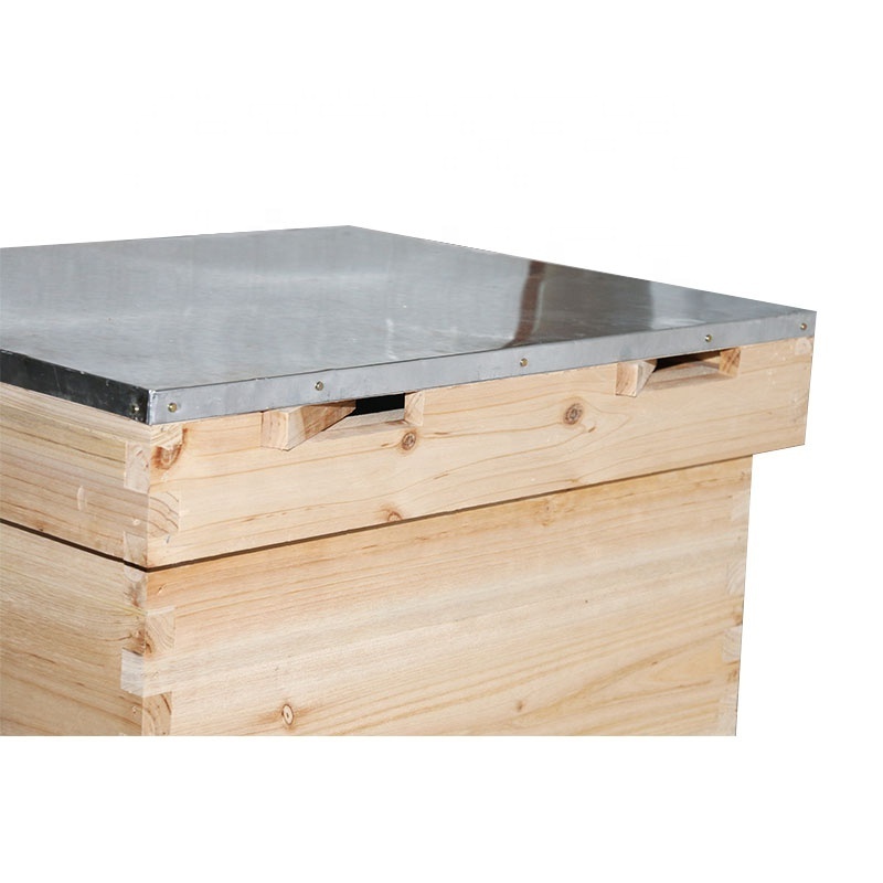 Single beehive box with metal top Cover, Metal mesh Inner cover for Rain proof, snow proof