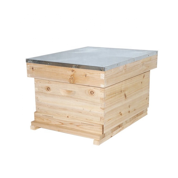 Single beehive box with metal top Cover, Metal mesh Inner cover for Rain proof, snow proof