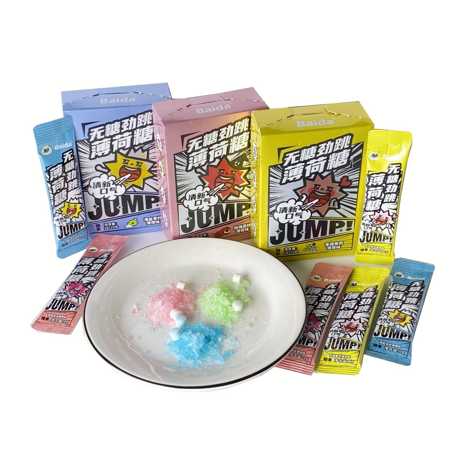 Wholesale Japanese style 20g free sugar foods popping candy with mint Tablet for Guest