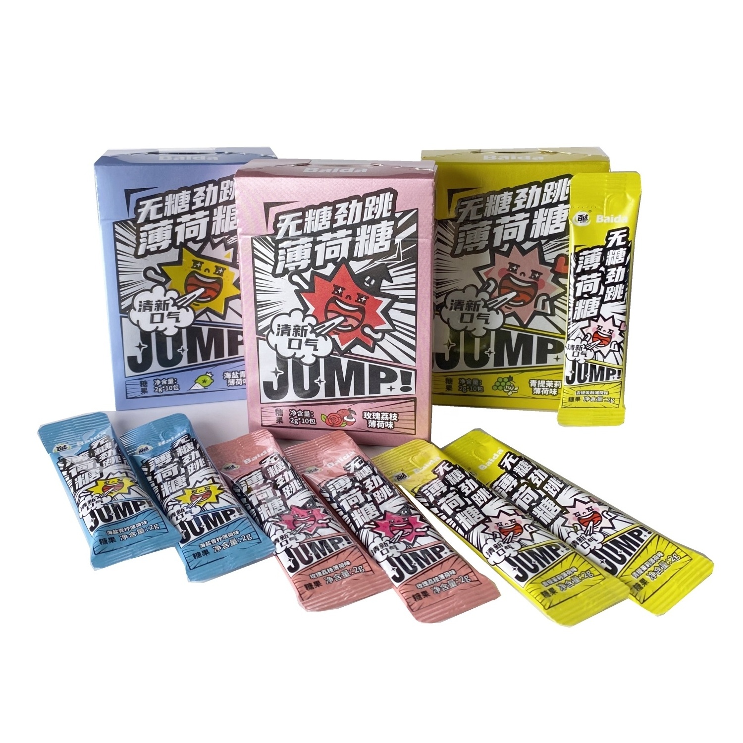 Wholesale Japanese style 20g free sugar foods popping candy with mint Tablet for Guest