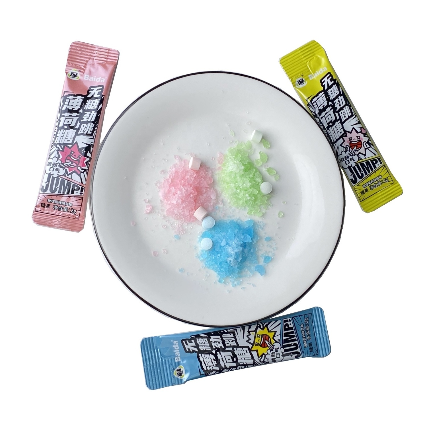 Wholesale Japanese style 20g free sugar foods popping candy with mint Tablet for Guest