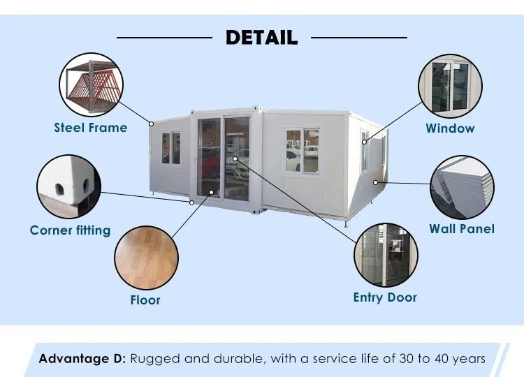 Modern Foldable Prefab House Luxury Living container Homes Cheap Mobile Portable Customized Pre fabricated Houses 3 Bedrooms