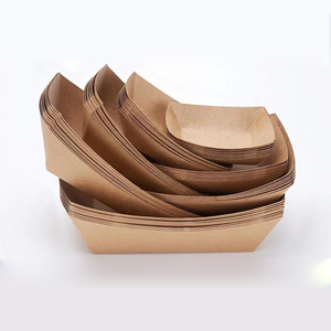 Food Boat Tray Brown Cardboard for Meat Serving Baking Cookie Food Ice Cream Churro Hotdog Paper Kraft Food Box Snack Box Cup