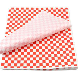 12 * 12 Inch, Wax paper for restaurant Food Basket Liners for Sandwiches, Burgers, Checkered Deli Wrap Wax Paper Sheets Red