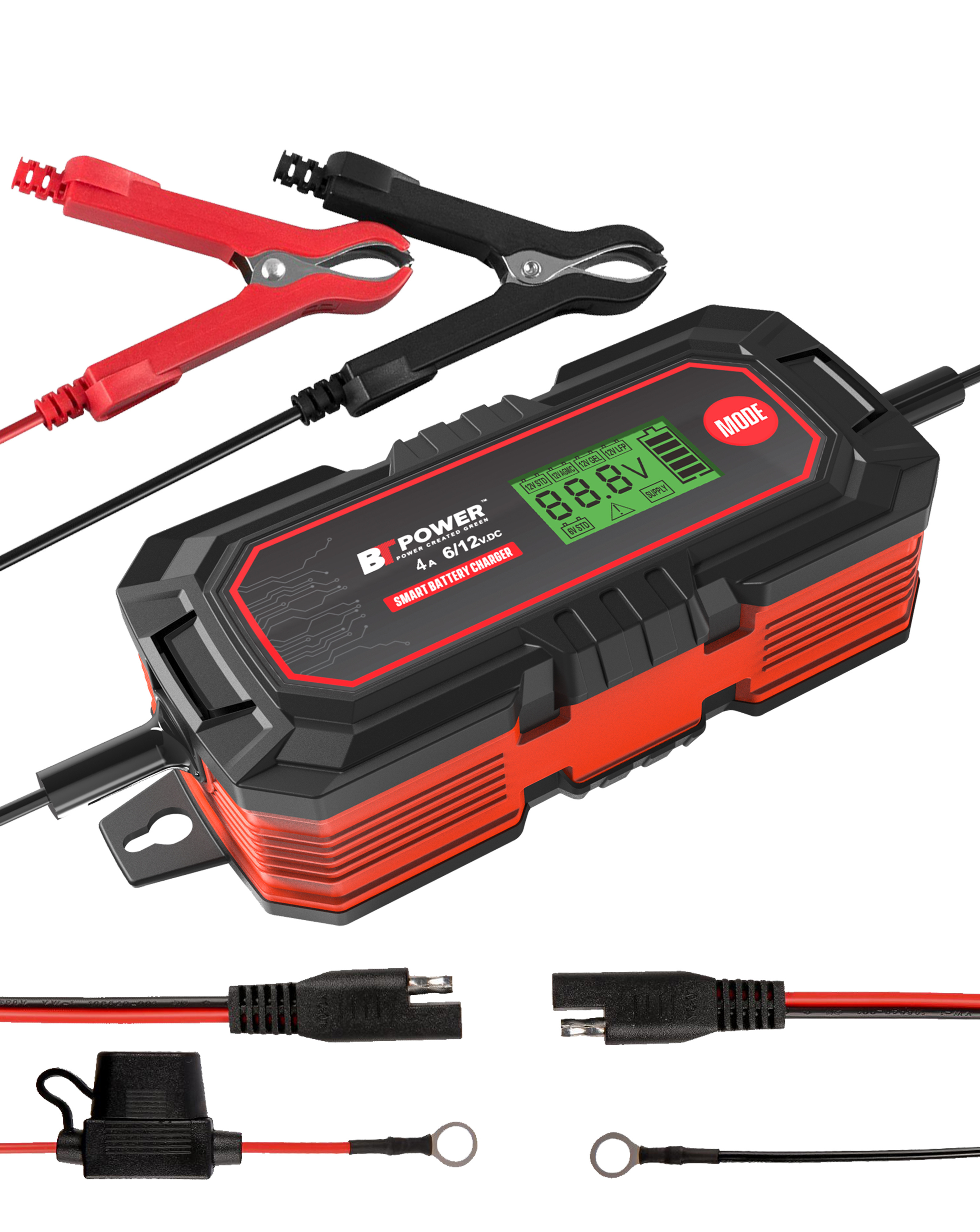 12V 4A  Battery Charger/Maintainer for Car, Truck, Motorcycle, Lawn Mower, Boat, RV, SUV, ATV and More