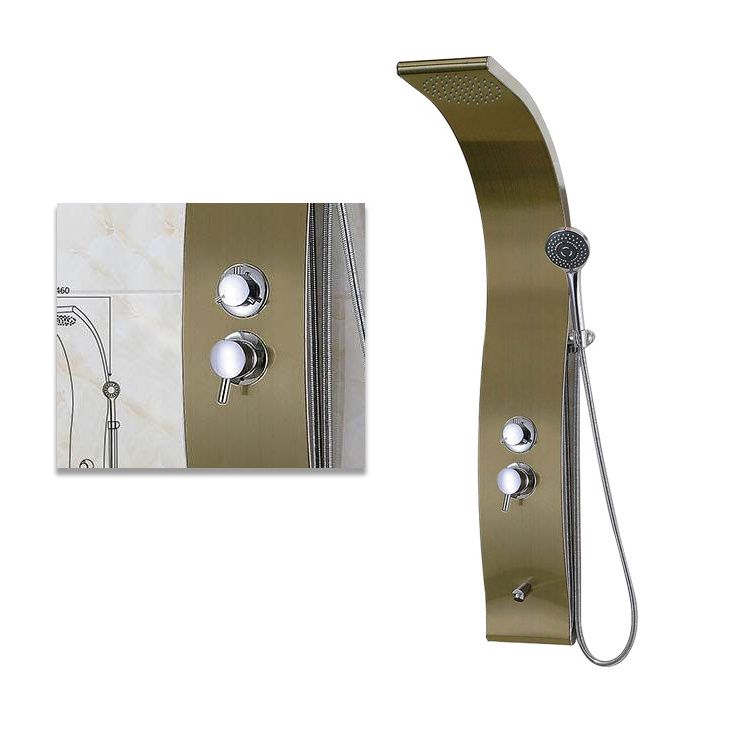 Thermostatic Faucets 3 Control Levels Shower Wall Panel Single Handle Rectangle Green Bronze Stainless Steel Shower Panels