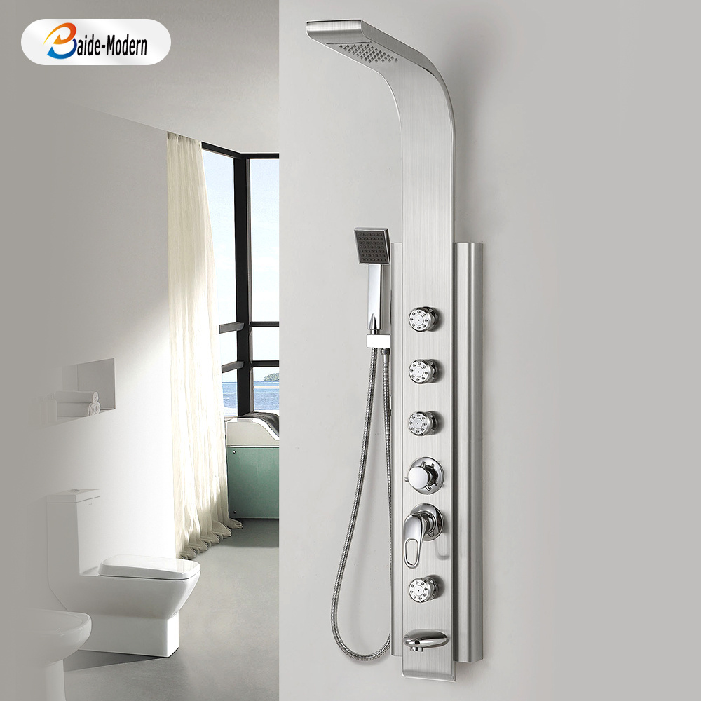 Family Hotel Bathroom Shower Room Wall Mounted 304 Stainless steel Shower Panel System Massage Shower Panels