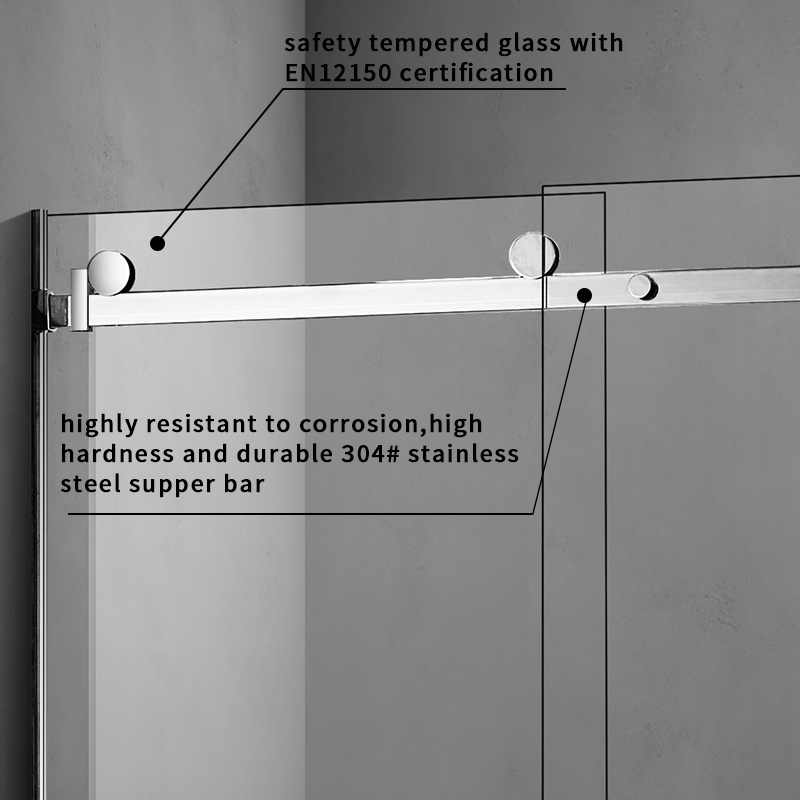 Factory Price Wholesale Frameless Safety Tempered Glass Sliding Bathroom Shower Door