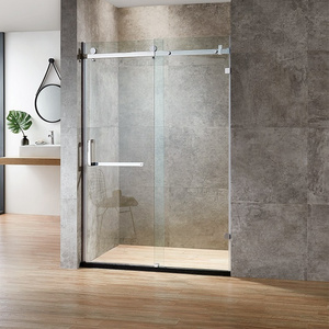 Indoor Simple Design Sliding Glass Door Rectangle Frameless Bathroom Waterproof Anticorrosion Stainless Steel Shower Door