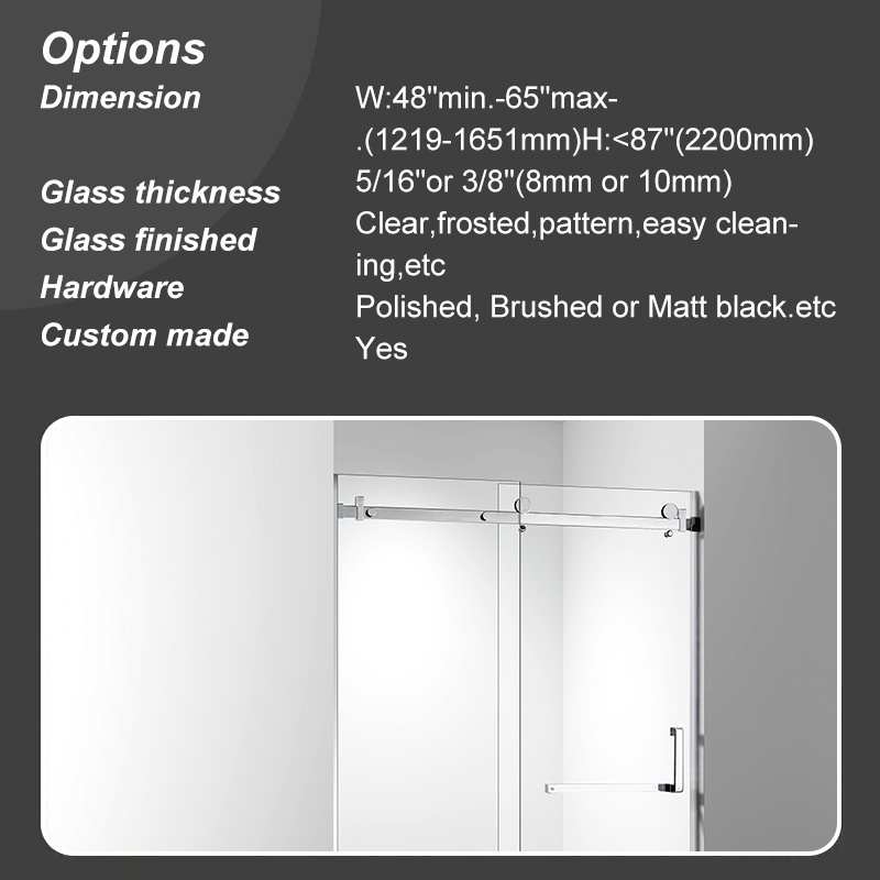 Factory Price Wholesale Frameless Safety Tempered Glass Sliding Bathroom Shower Door