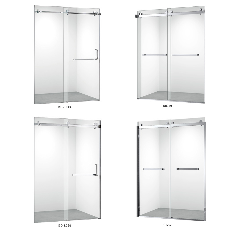 Factory Price Wholesale Frameless Safety Tempered Glass Sliding Bathroom Shower Door