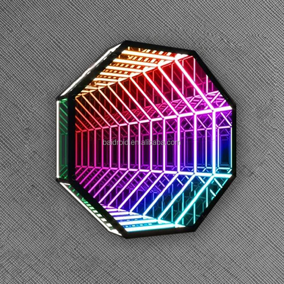 Infinity Mirror Tunnel Lamp, Single-Sided LED 3D Mirror Night Light, Sensory Infinity Light