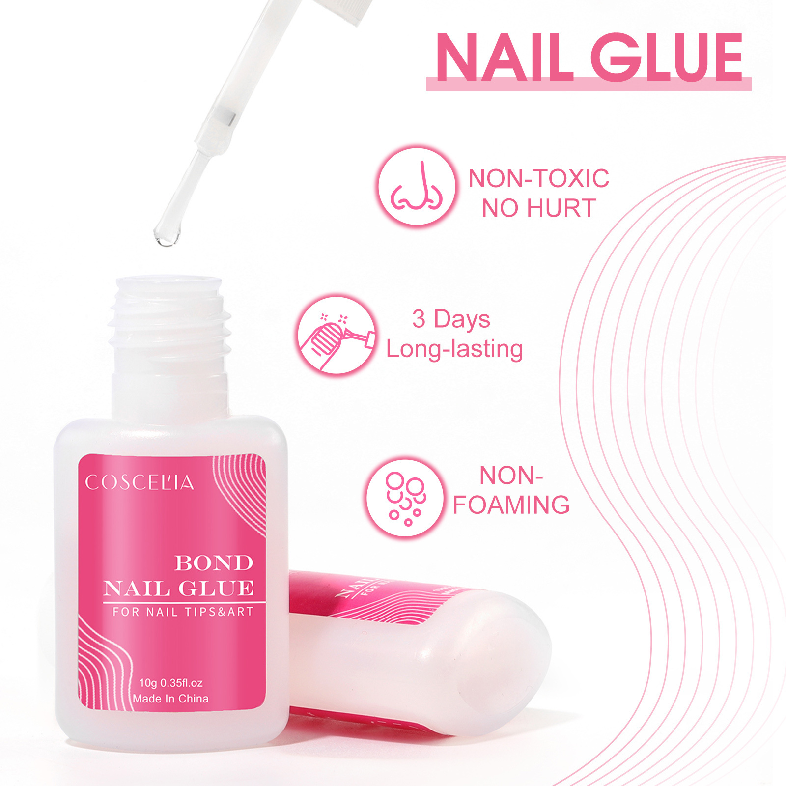 Brush on Nail Glue 10g Custom logo Acrylic Press on Nail Gel Glue Fast Drying Wholesale Glue for Acrylic Nail Tips OEM