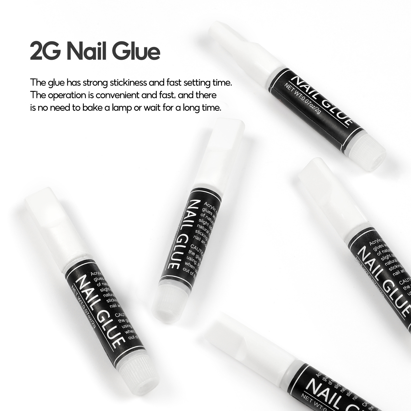 Nail Glue 2g Fast Drying Long Lasting Custom logo Nail Bond Glue for Nail Art Private logo Low MOQ Wholesale