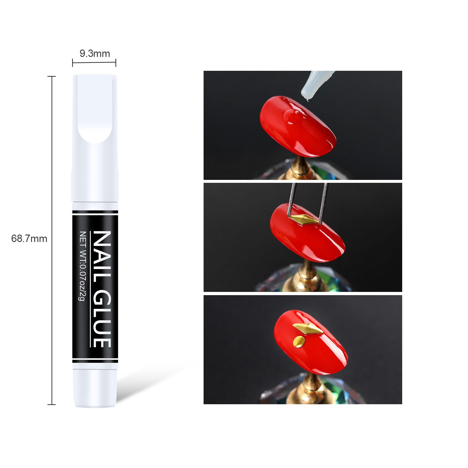 Nail Glue Custom Logo Wholesale Nail Tips Glue Brush on 10g 3g 2g Non-toxic Fast Drying Press On Glue for Nail Art Tip OEM