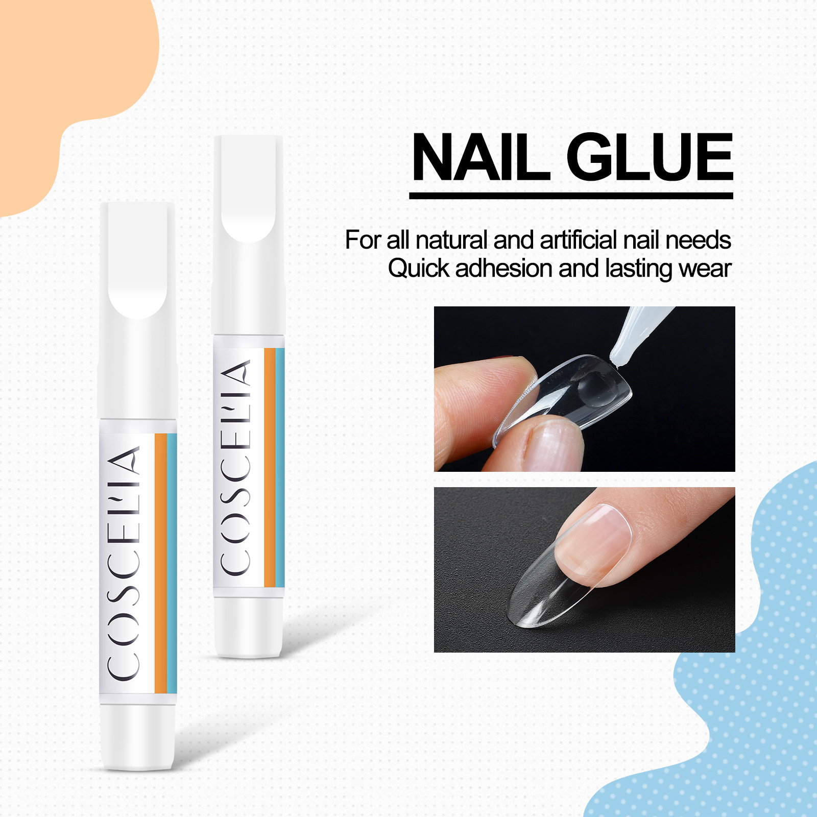 Press On Nail Glue 2g Mini  Private Label Wholesale Supply Fake Nails with Glue Custom Logo Glue Bond for Nail Tips