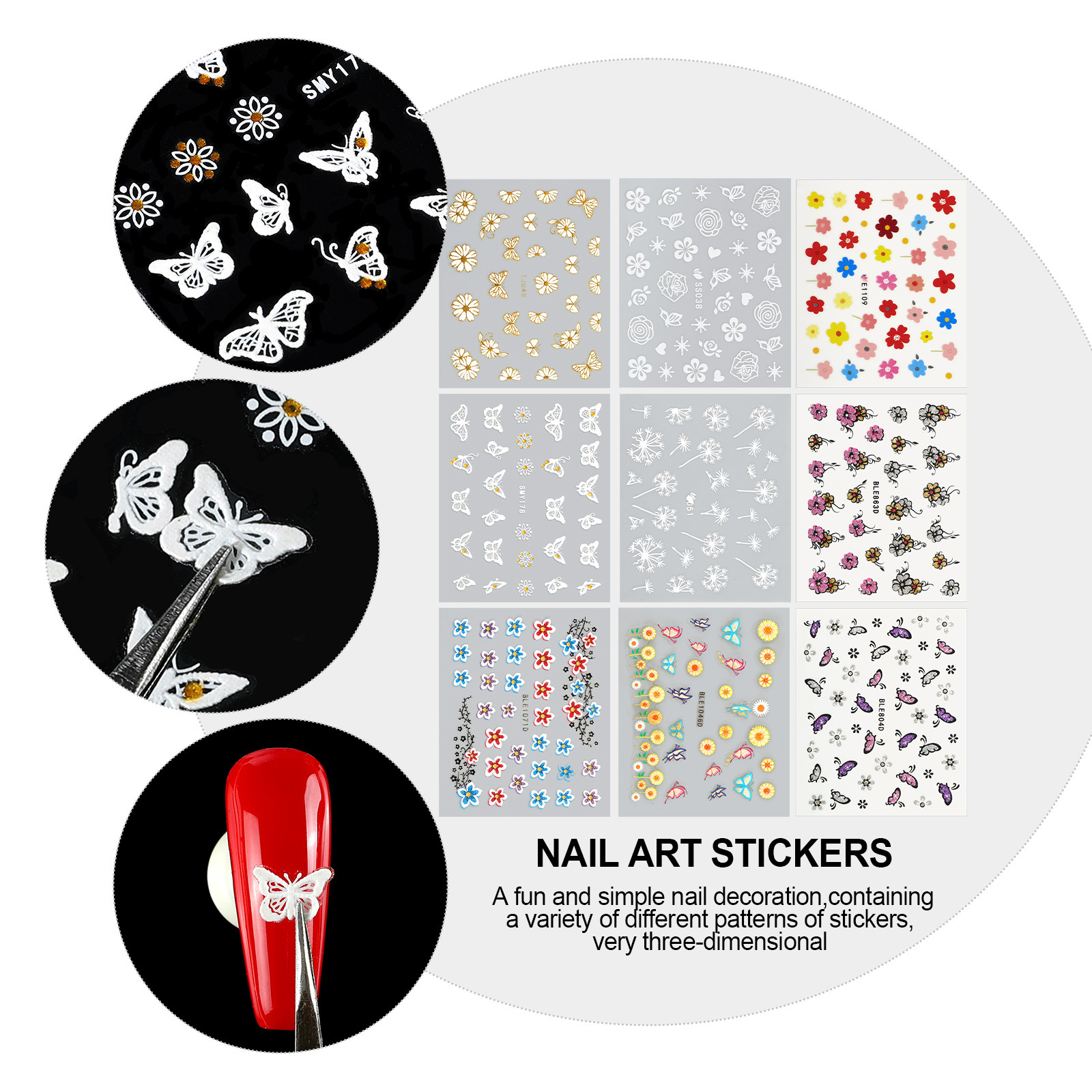 Summer Stickers Wholesale Nail Supply OEM Gel Polish Nail Stickers 3D Flower UV Nail Gel Different Shape Sticker Private Label