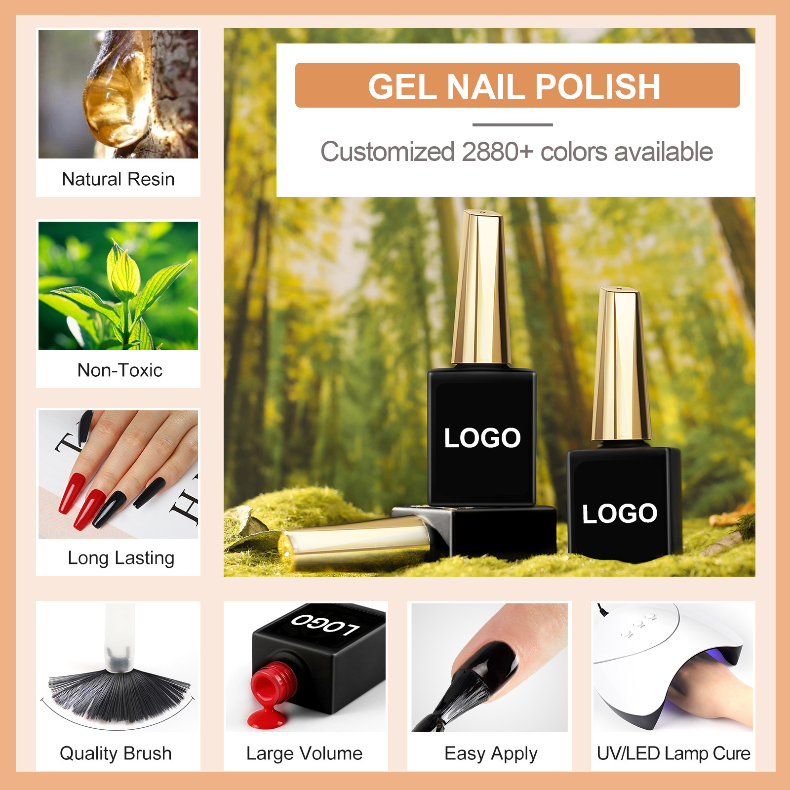 UV Gel Nail Polish Customized Logo 2880 Colors Hot Sale Gel Polish OEM/ODM Gel Polish Custom Logo Private Label Make Your Brand