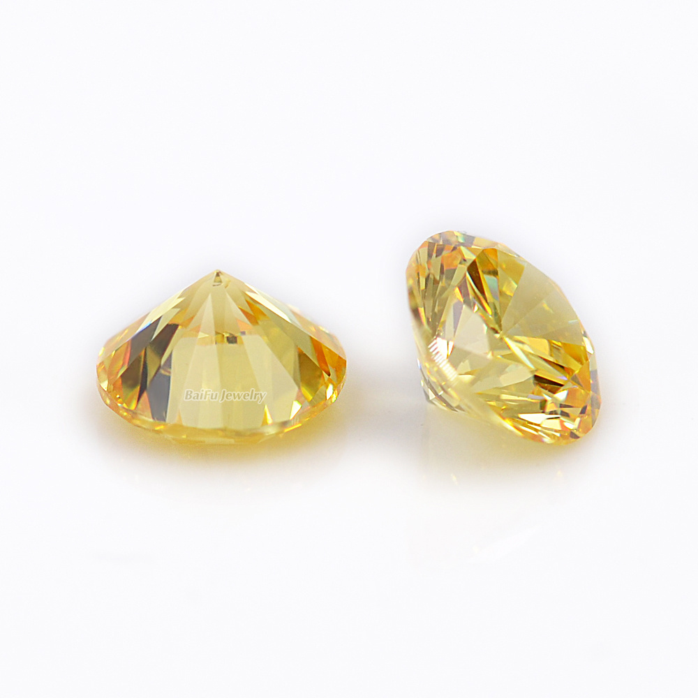 Baifu jewelry synthetic round brilliant cut yellow cubic zirconia stone