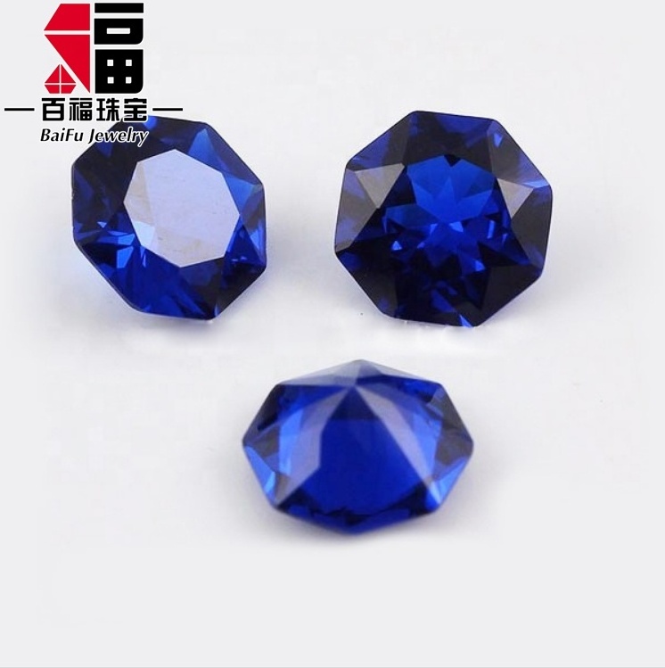 China Sapphire Octagon Rectangle Cushion cut rough synthetic gemstones Blue 114# Spinel